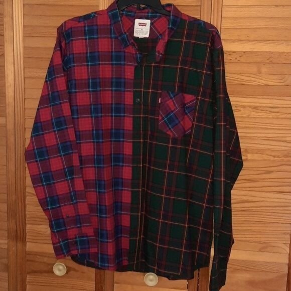 Levi's Other - Levi Two Tone Plaid Print Cotton Blend Long  Sleeve Button Up Shirt Size XXL